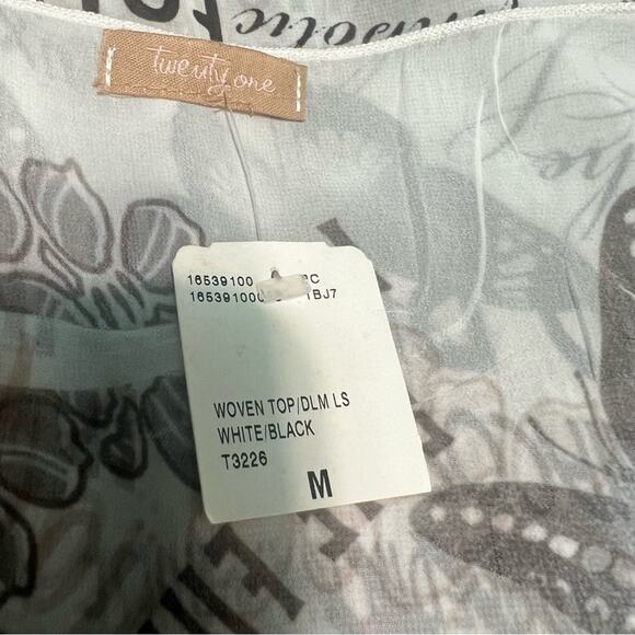 Y2K Forever 21 Cold Shoulder Open Sleeve Chiffon Crop Top Medium Artsy Collage - Picture 9 of 10